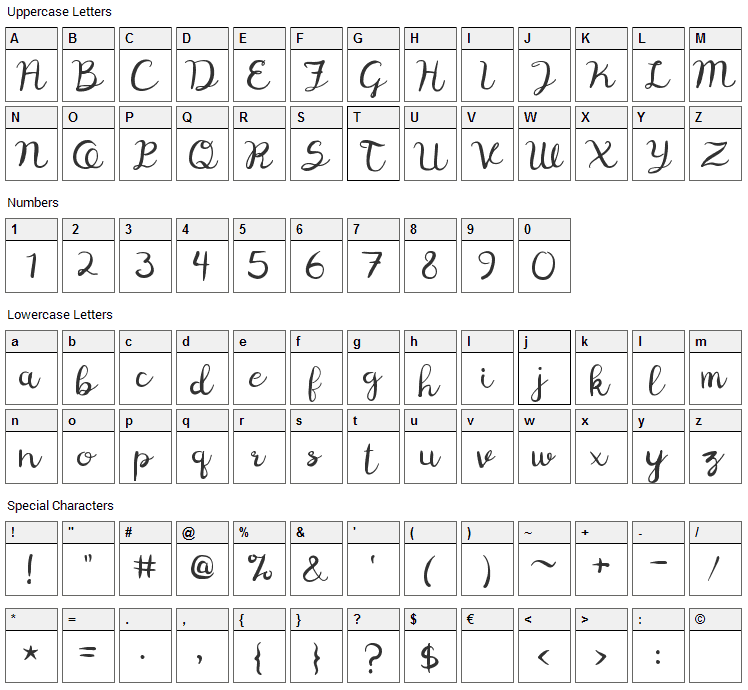 Digory Doodles Font Character Map