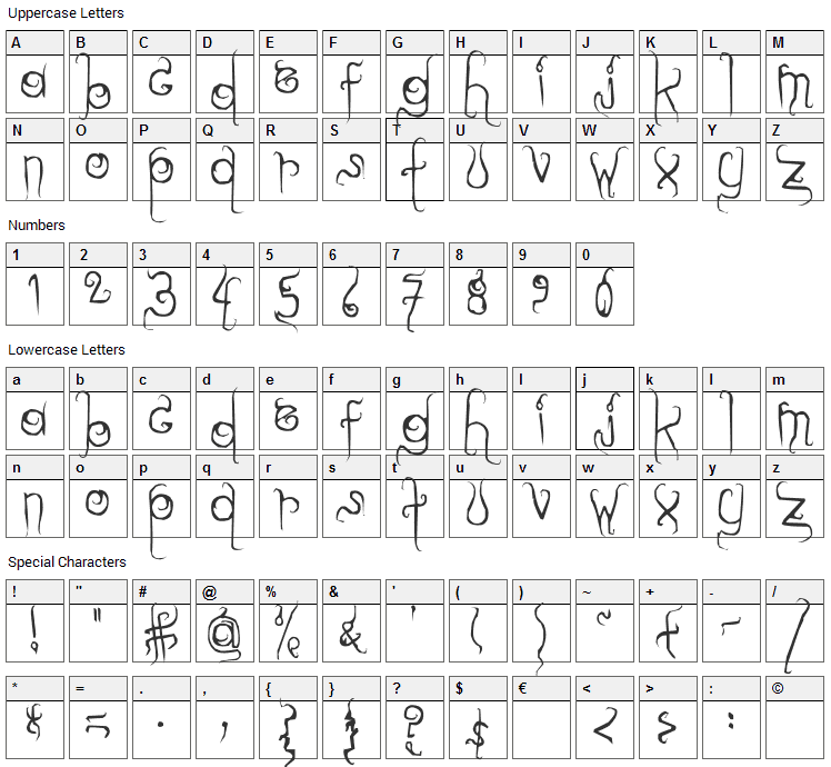 Dilate Font Character Map