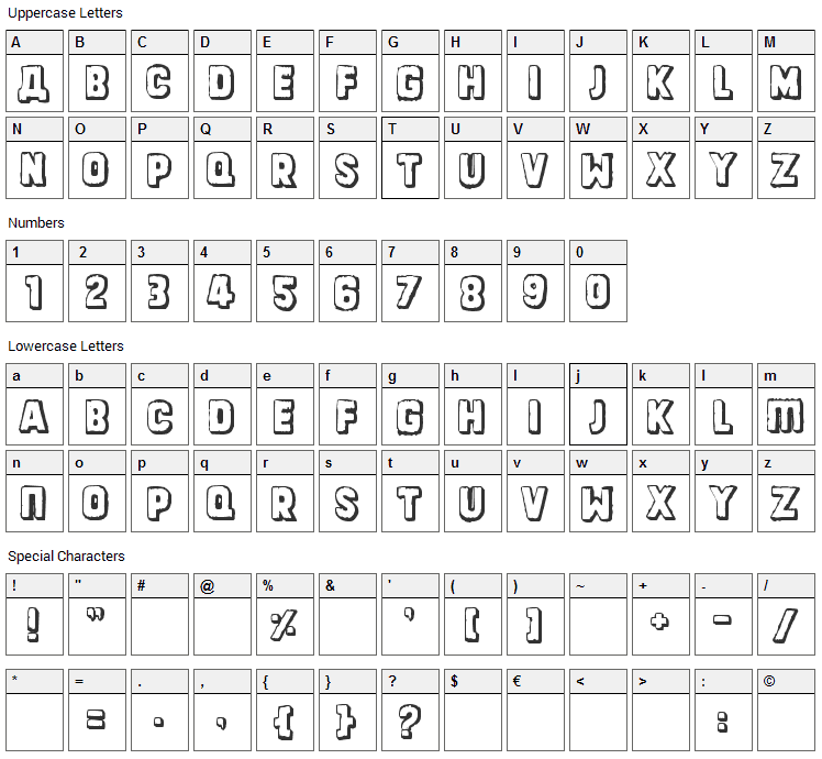 Dinarjev Republika Font Character Map