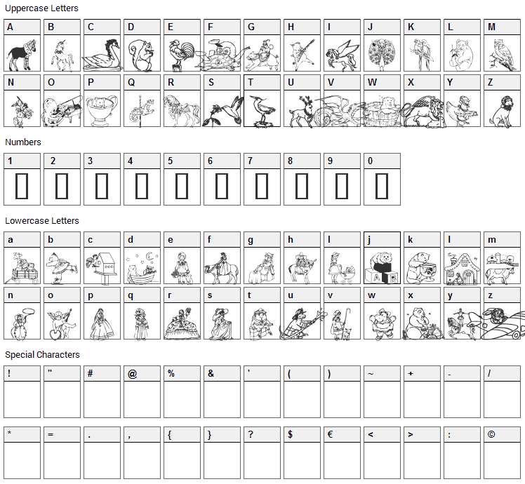 Ding Delights Font Character Map