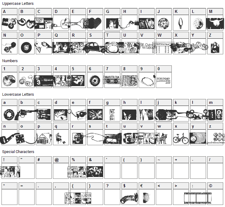 DingDong Font Character Map