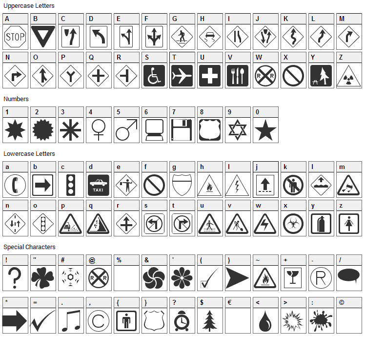 Dingdongs Signs O The Times Font Character Map