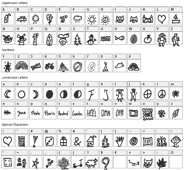 Dingies Font Character Map