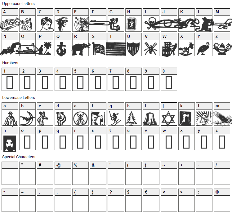 Dingies Font Character Map