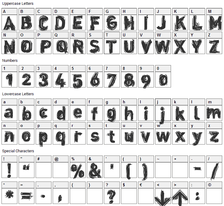 Dinstik Font Character Map