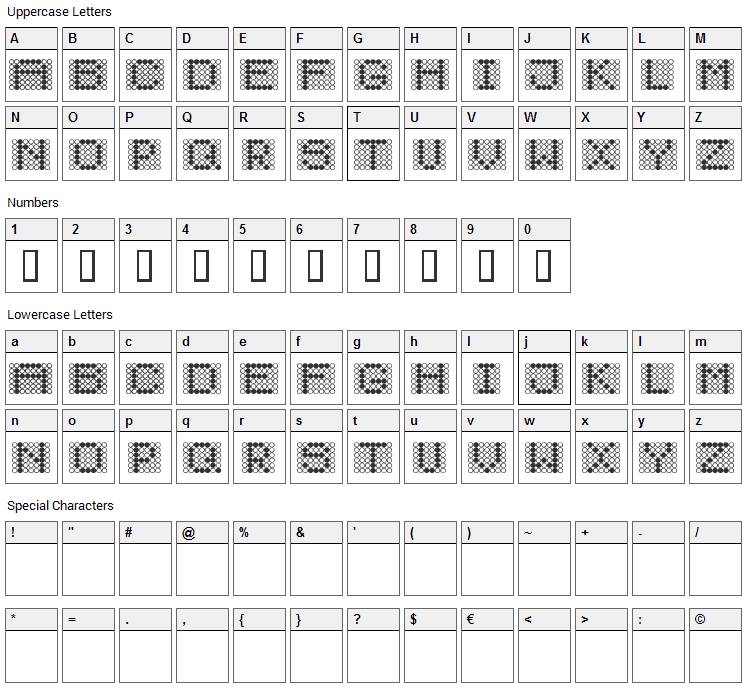 Diodos Font Character Map