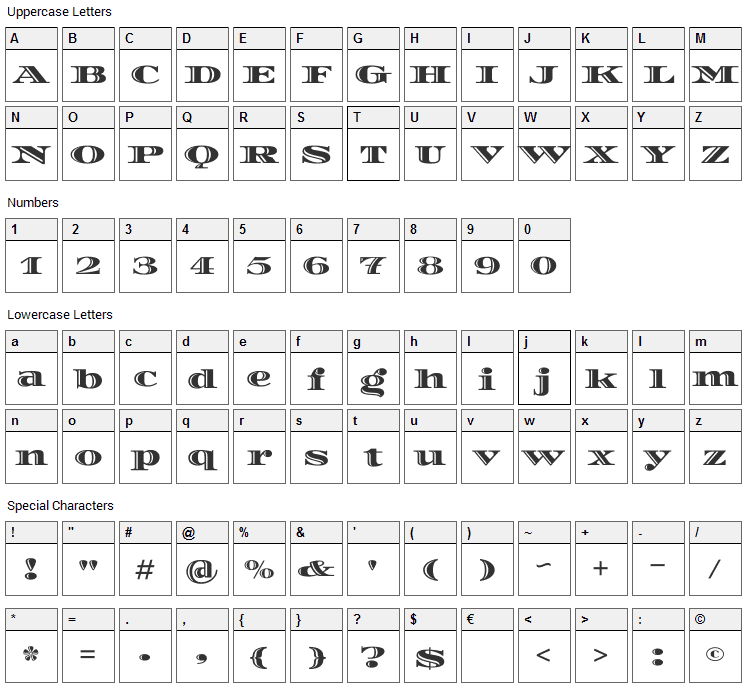 Diplomata Font Character Map