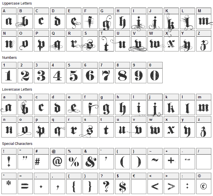 Dirt2 SoulStalker Font Character Map