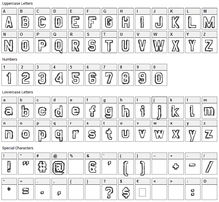 Dirty Play Font Character Map