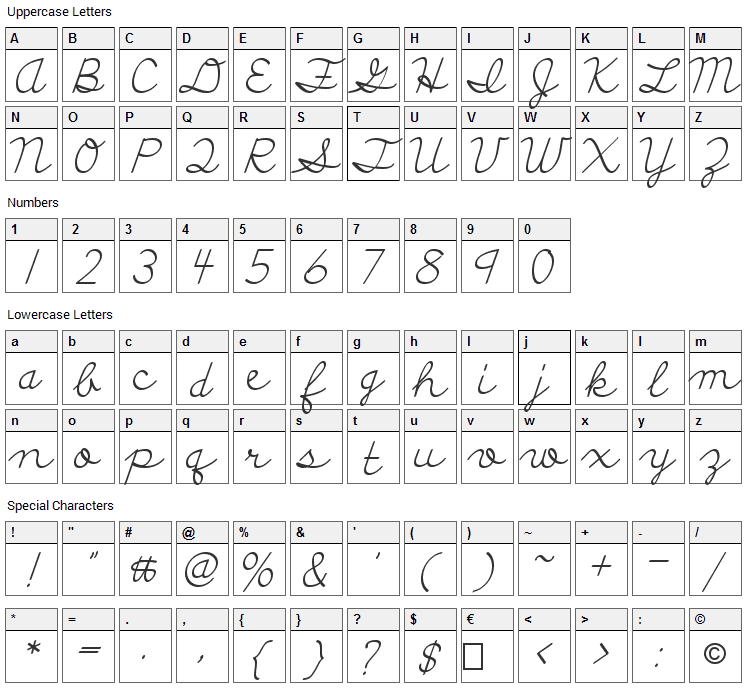 Discipuli Britannica Font Character Map