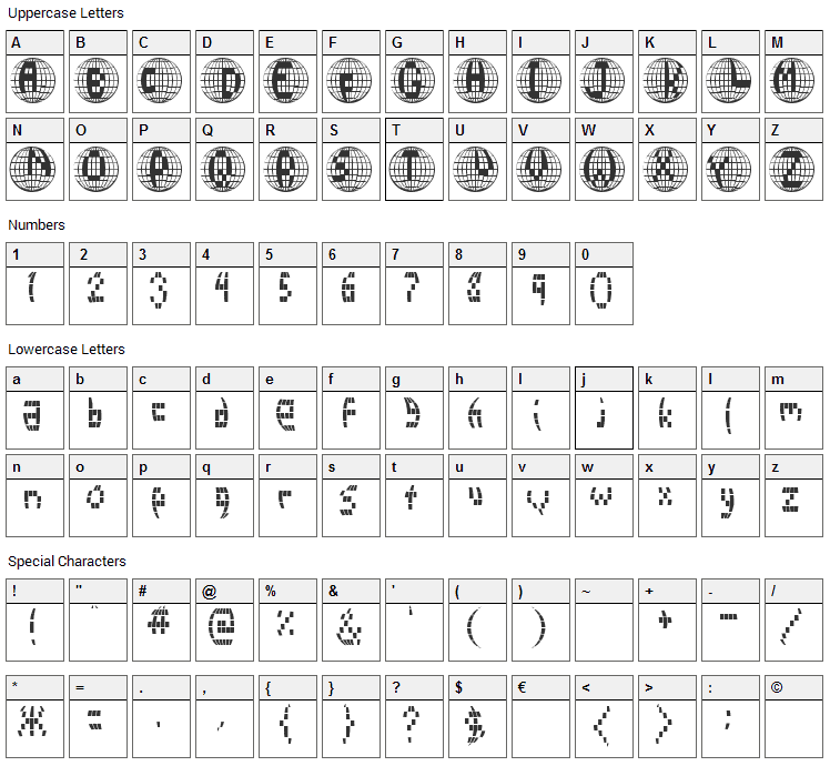 Disco 2000 Font Character Map