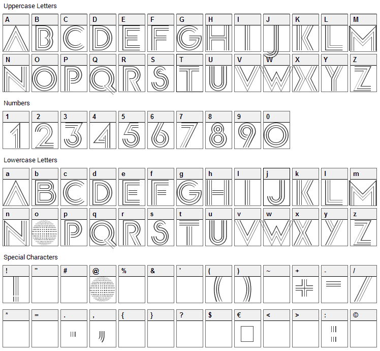 Disco Diva Font Character Map