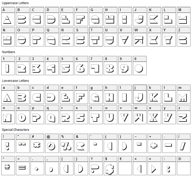 Disco Duck Font Character Map