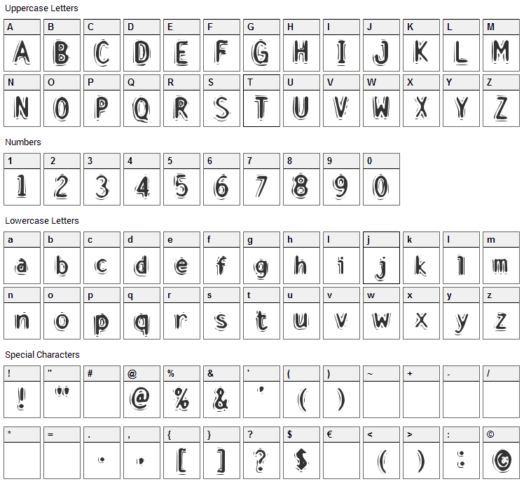 Disco Inferno Font Character Map