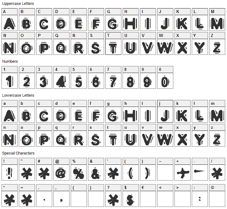 Discobox Font Character Map