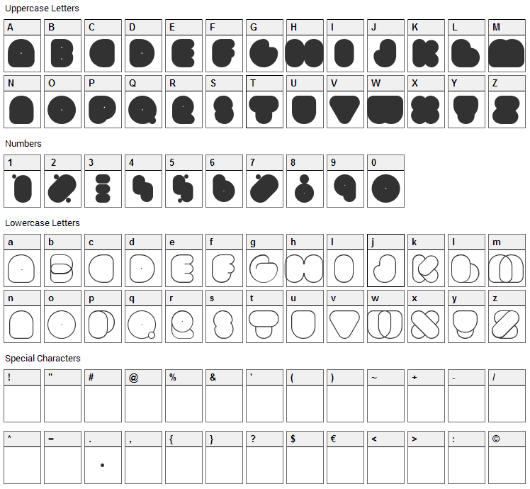 DiscoFat Font Character Map