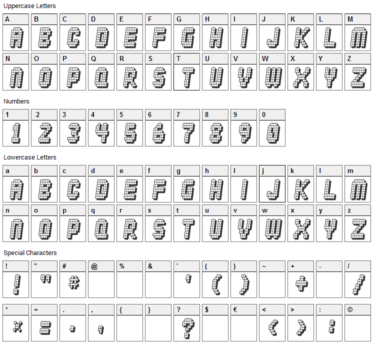 Diskoteque Font Character Map