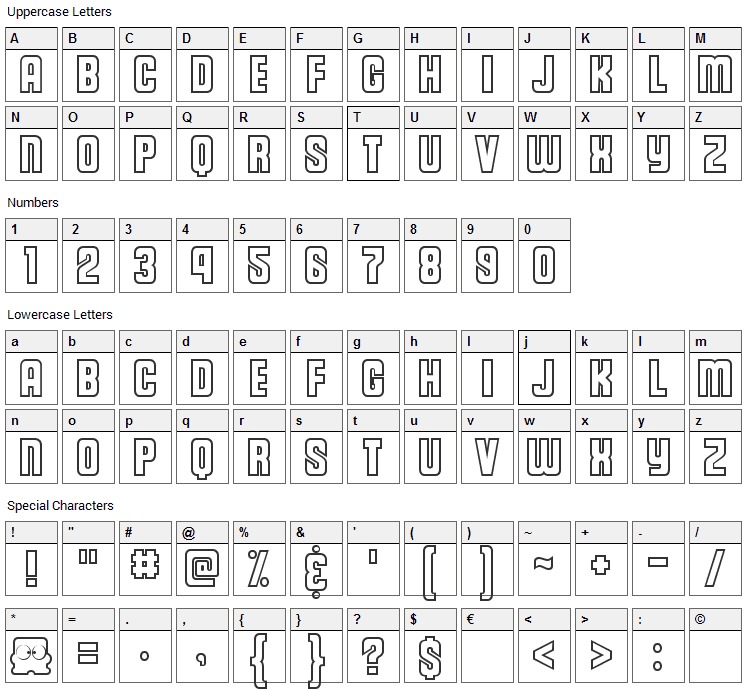 Diskun Font Character Map