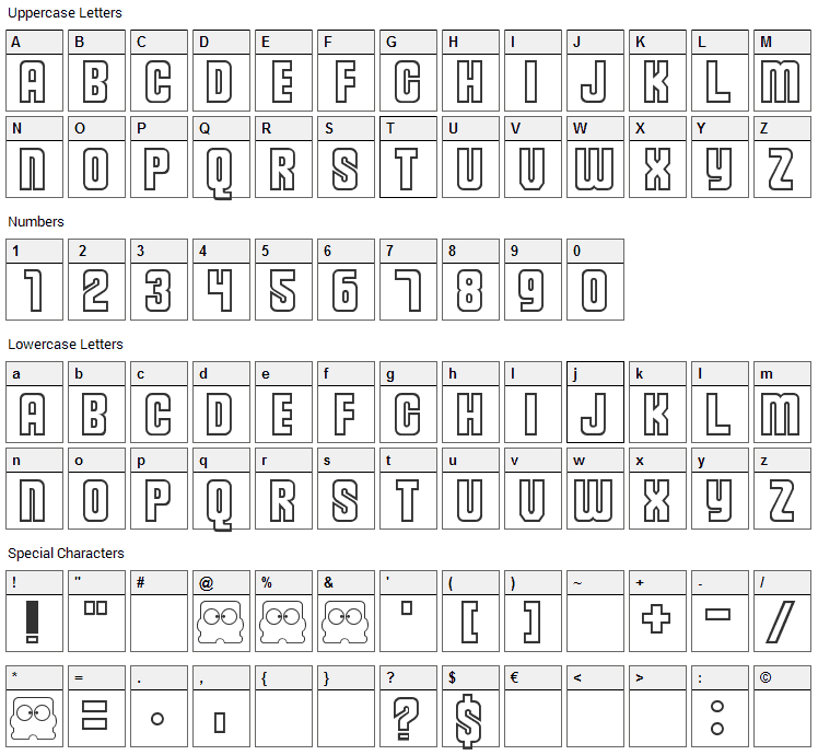 Diskun Font Character Map