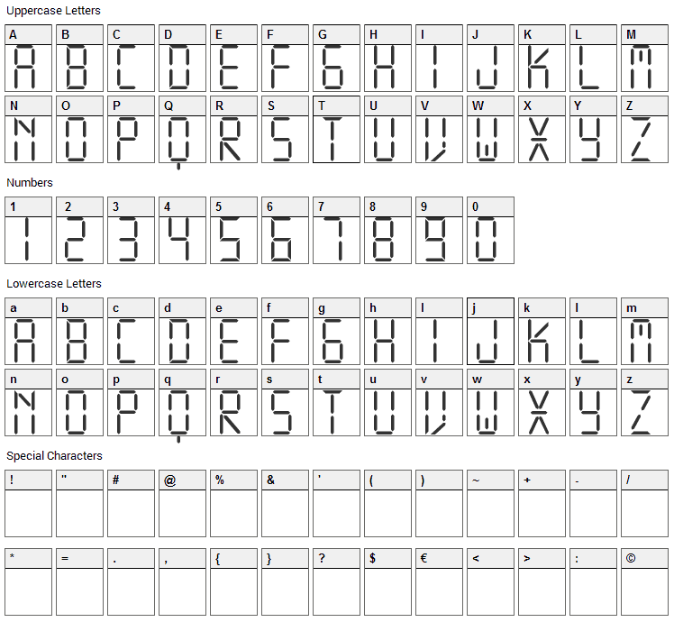 Display Free Font Character Map