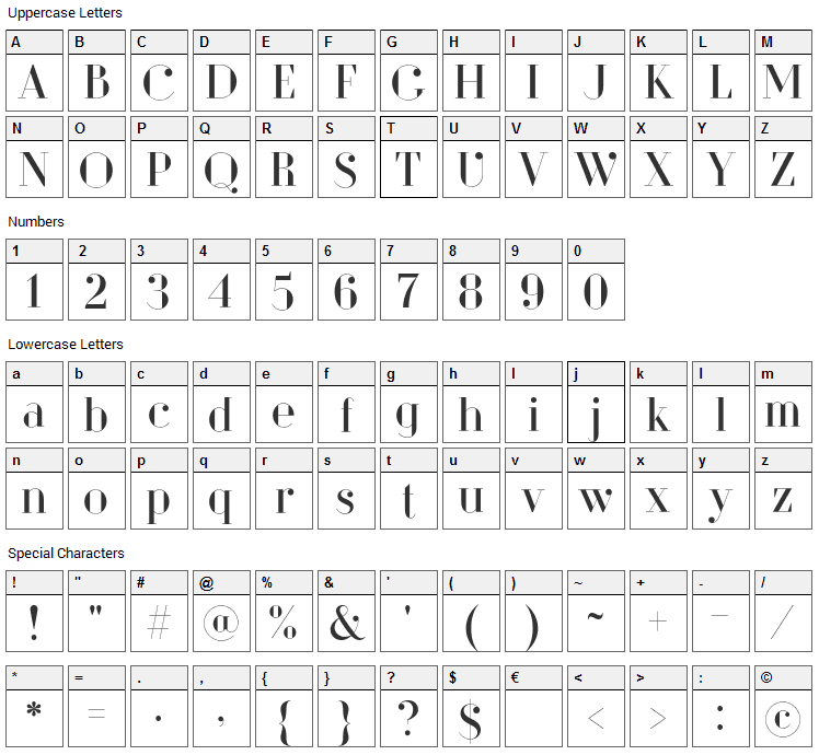 Dita Sweet Font Character Map