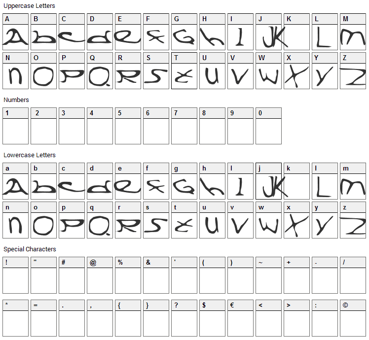 Division X Font Character Map