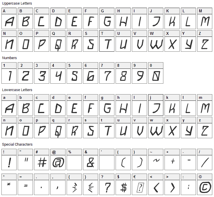 DIY Saiba Font Character Map