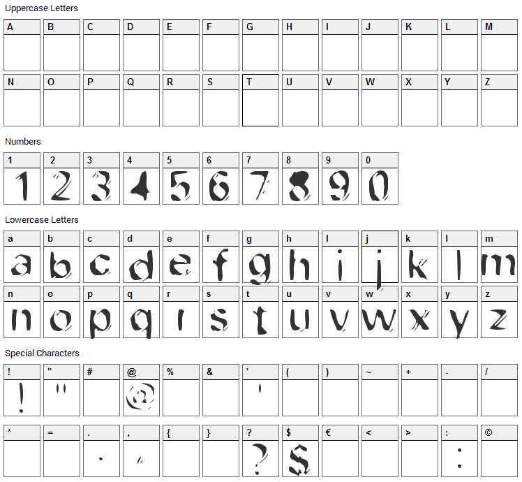 Dob File Type Font Character Map