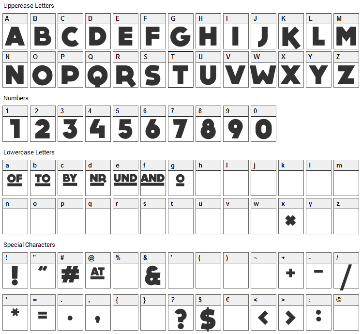 Dock 11 Font Character Map