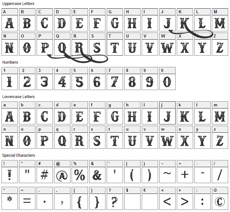 Docktrin Font Character Map