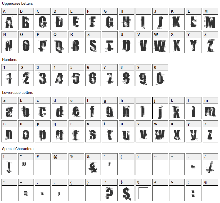 Docteur Atomic Font Character Map