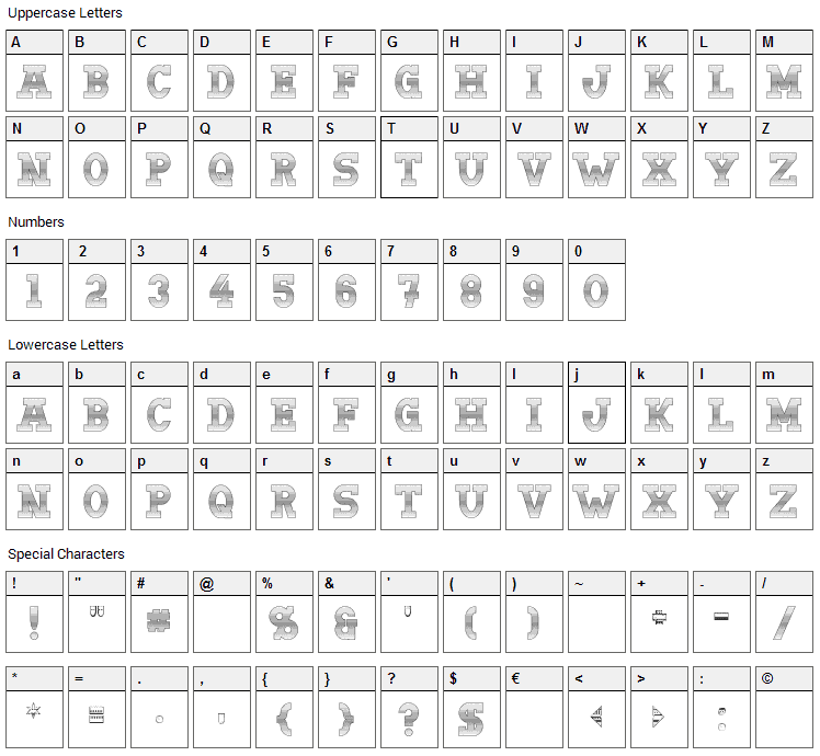 Doergon Wave Font Character Map