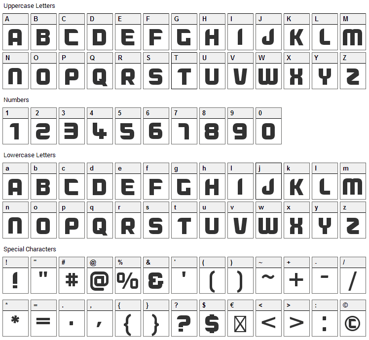 Dogfish Font Character Map