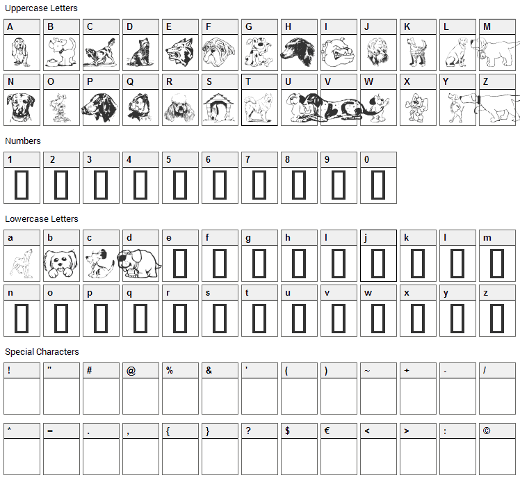 Dogg Art Font Character Map