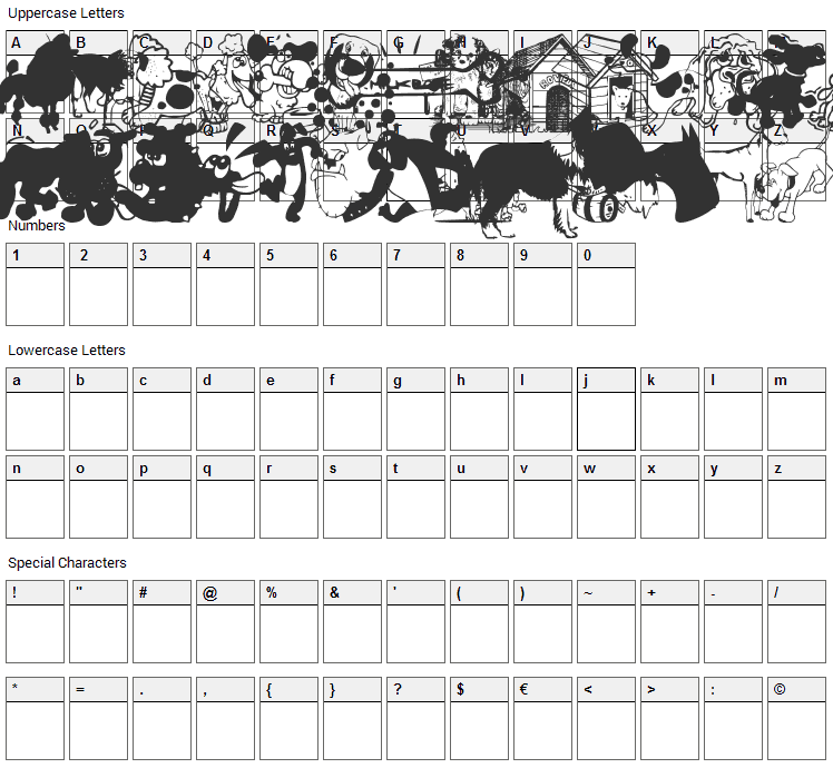 Dogs CSP Font Character Map