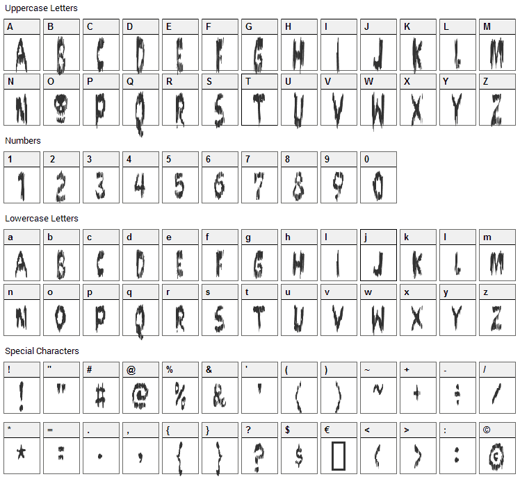 Doktor Terror Font Character Map