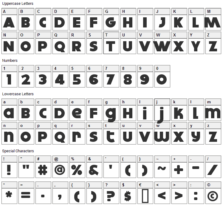 Dokyo Font Character Map