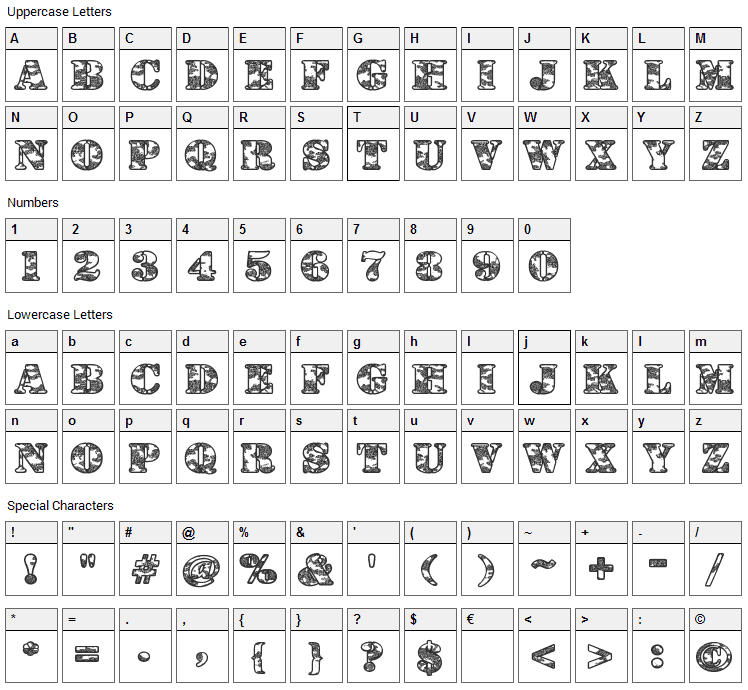 Dolen Taith Font Character Map