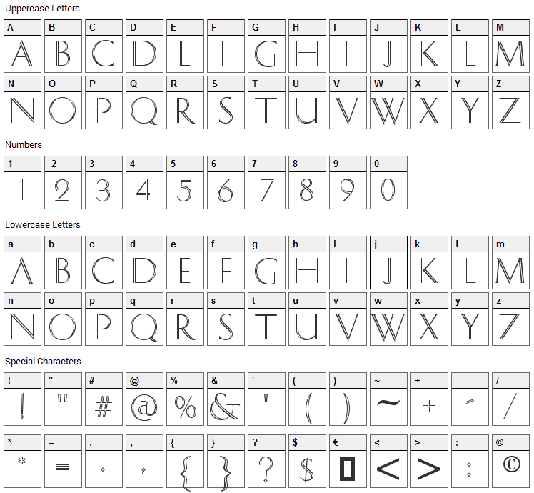 Dolphian Font Character Map