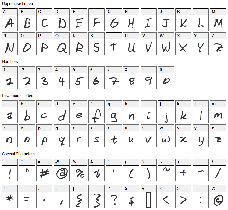 Domestic Manners Font Character Map