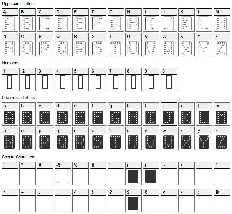 Domino Font Character Map