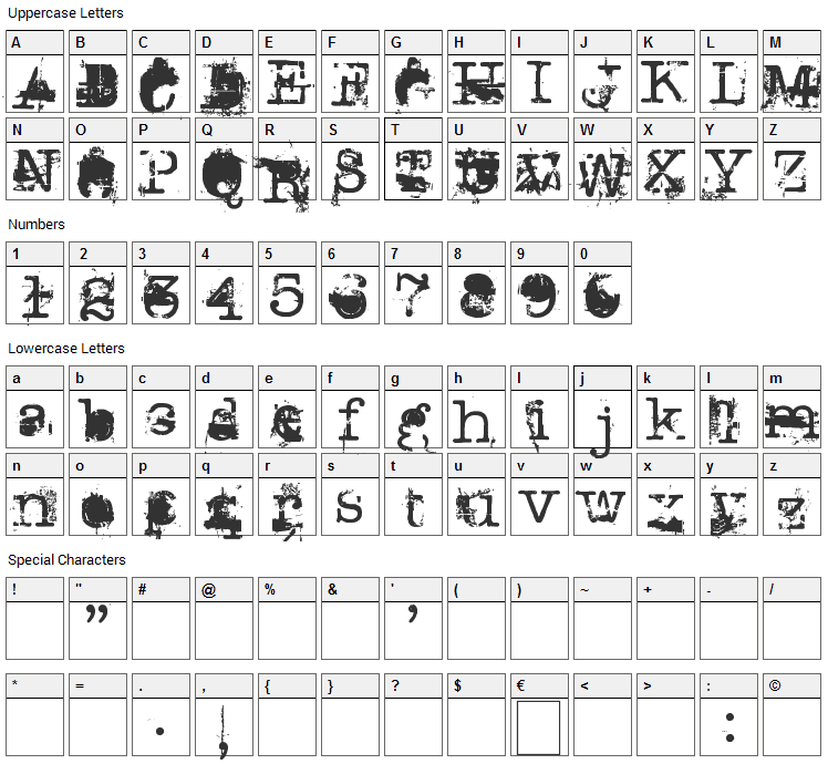 Don Giovonni Font Character Map