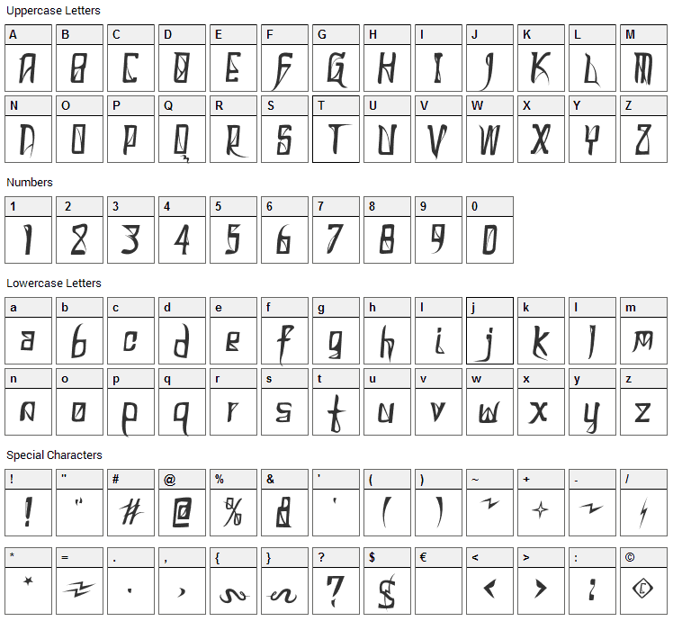 Donaldo Regrecka Font Character Map