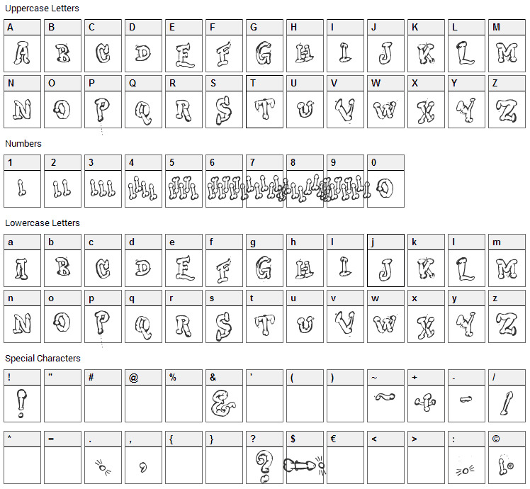 Dong Casual Font Character Map