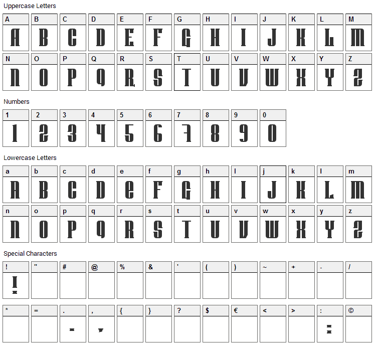 Donnie Font Character Map