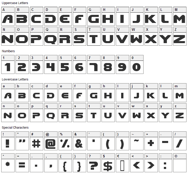 Doom Font Character Map