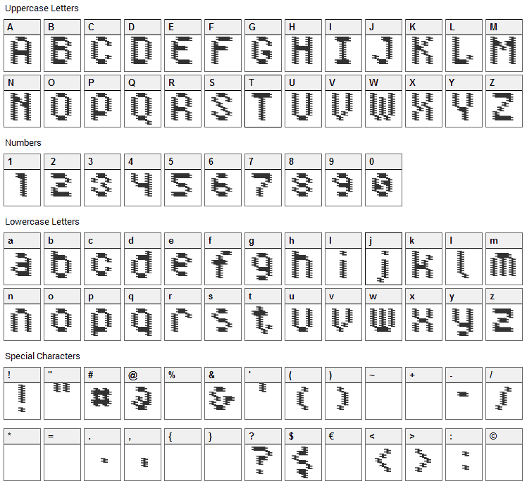 Doppler Font Character Map