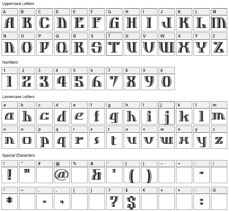 Dos Equis Font Character Map