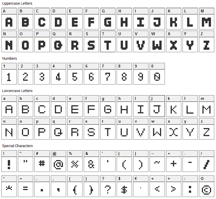 Dosukoi Font Character Map