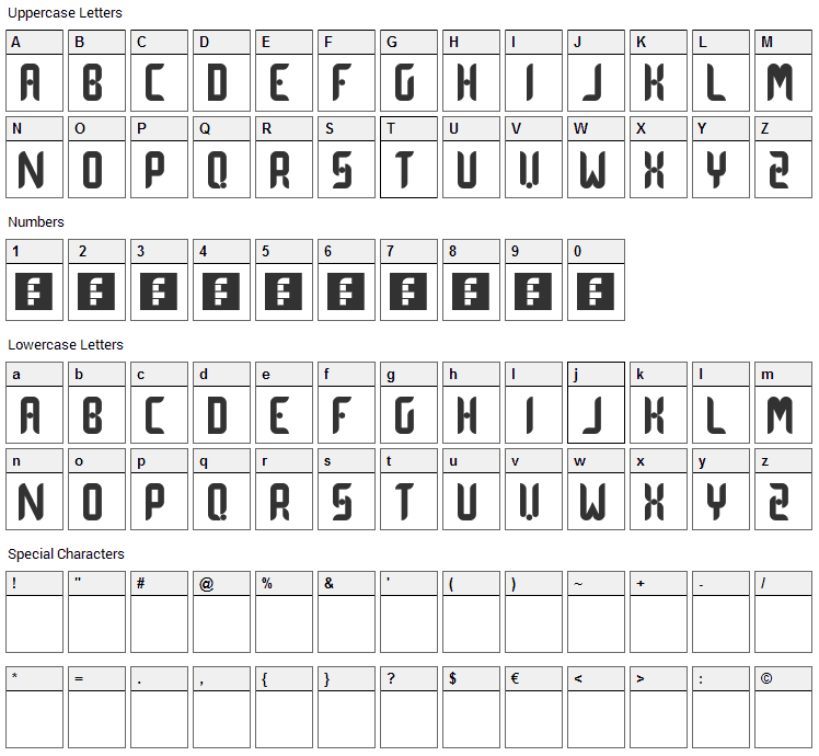 Dot Curve Font Character Map